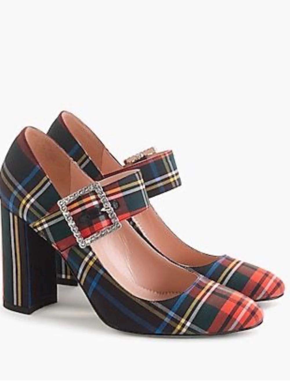 JCrew Mary Jane Tartan Heels with Glitter Sole 9